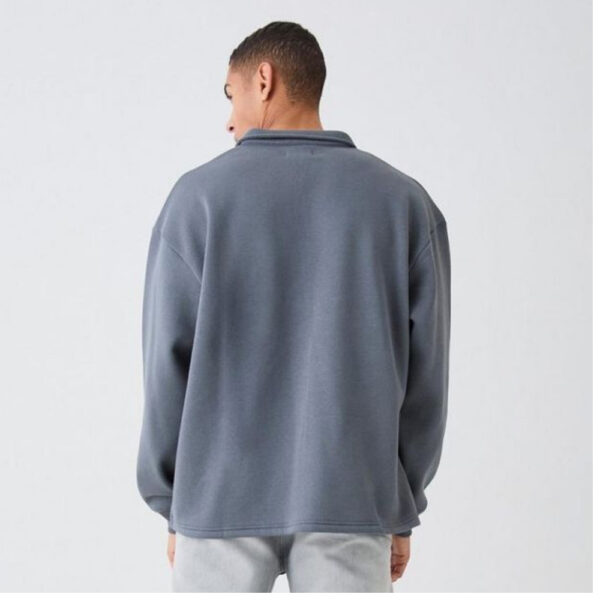 Oversized Revere Sweatshirt Polo – Charcoal - Image 2